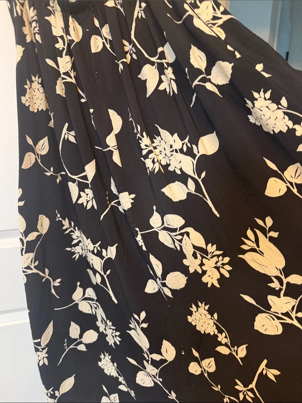 Abercrombie & Fitch Black Midi Dress with Cream Floral Print